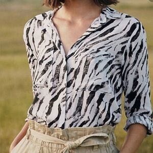 Anthropologie Zebra Watercolor Button down